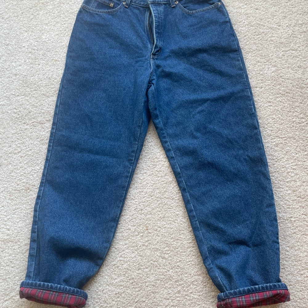 L.L. Bean Blue Boyfriend Jeans with Red Accents